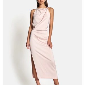 Sofia the Label Amelie High Neck Satin Dress